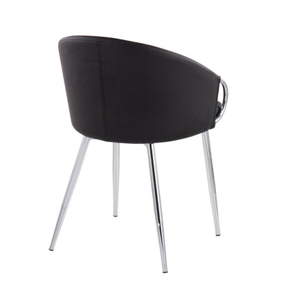 Chrome Metal, Black PU Claire Chair - Set of 2