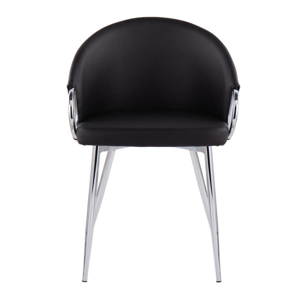 Chrome Metal, Black PU Claire Chair - Set of 2
