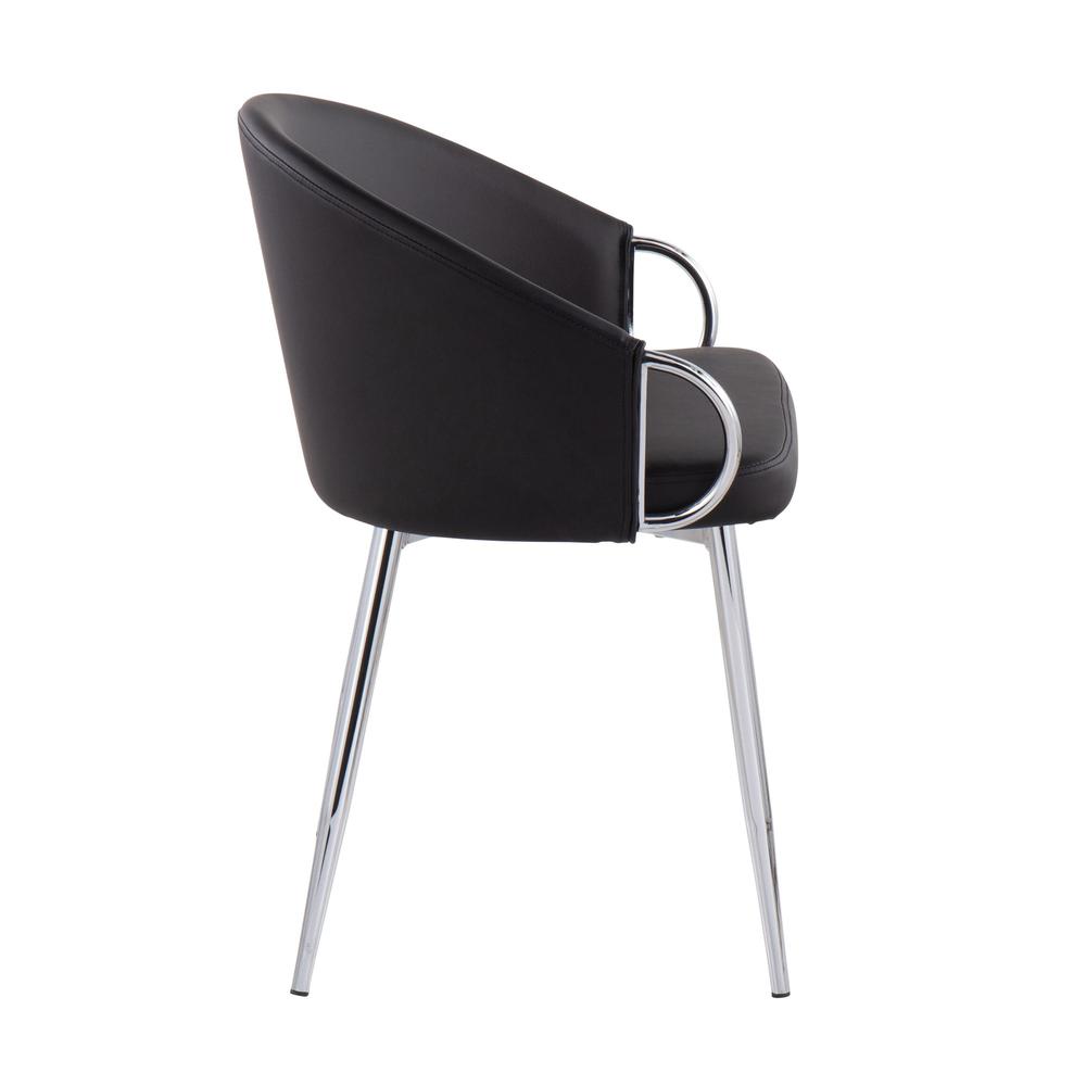 Chrome Metal, Black PU Claire Chair - Set of 2
