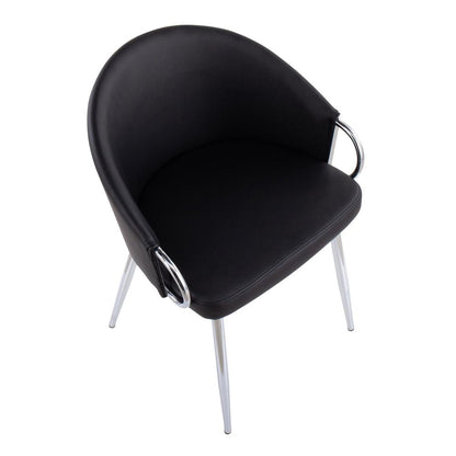 Chrome Metal, Black PU Claire Chair - Set of 2