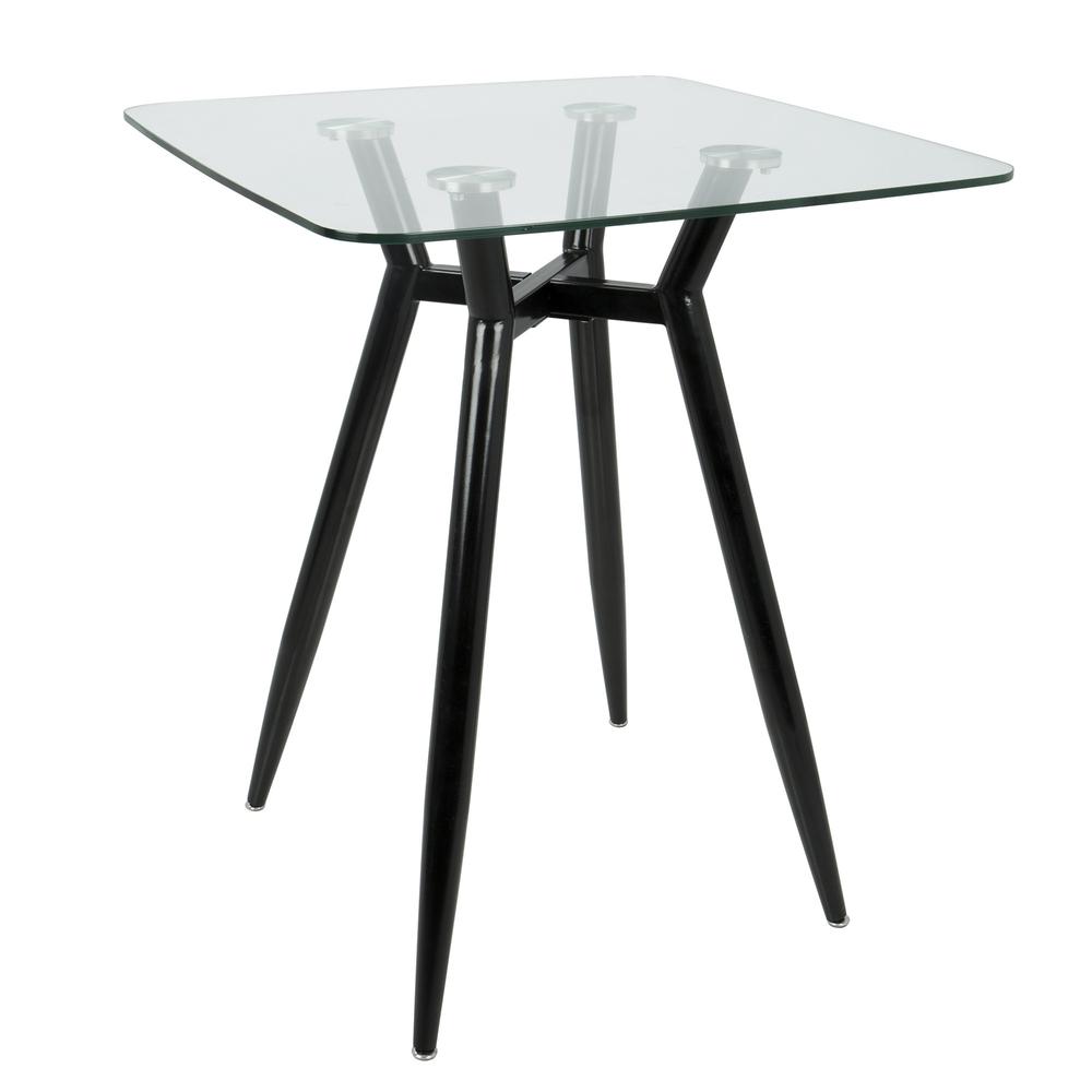 Black, Clear Glass Clara Square Counter Table