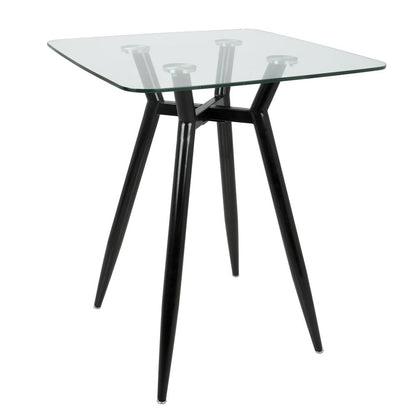 Black, Clear Glass Clara Square Counter Table