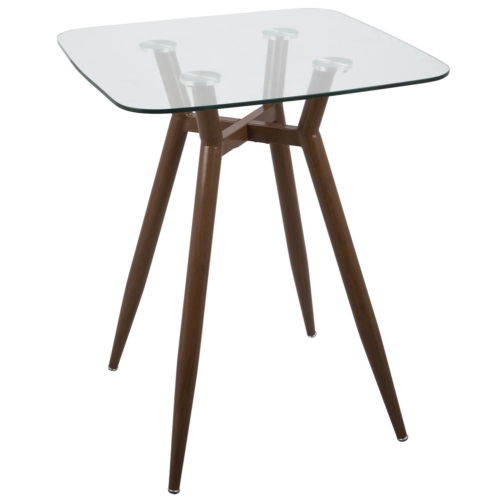 Walnut, Clear Glass Clara Square Counter Table