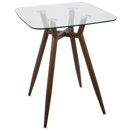 Walnut, Clear Glass Clara Square Counter Table