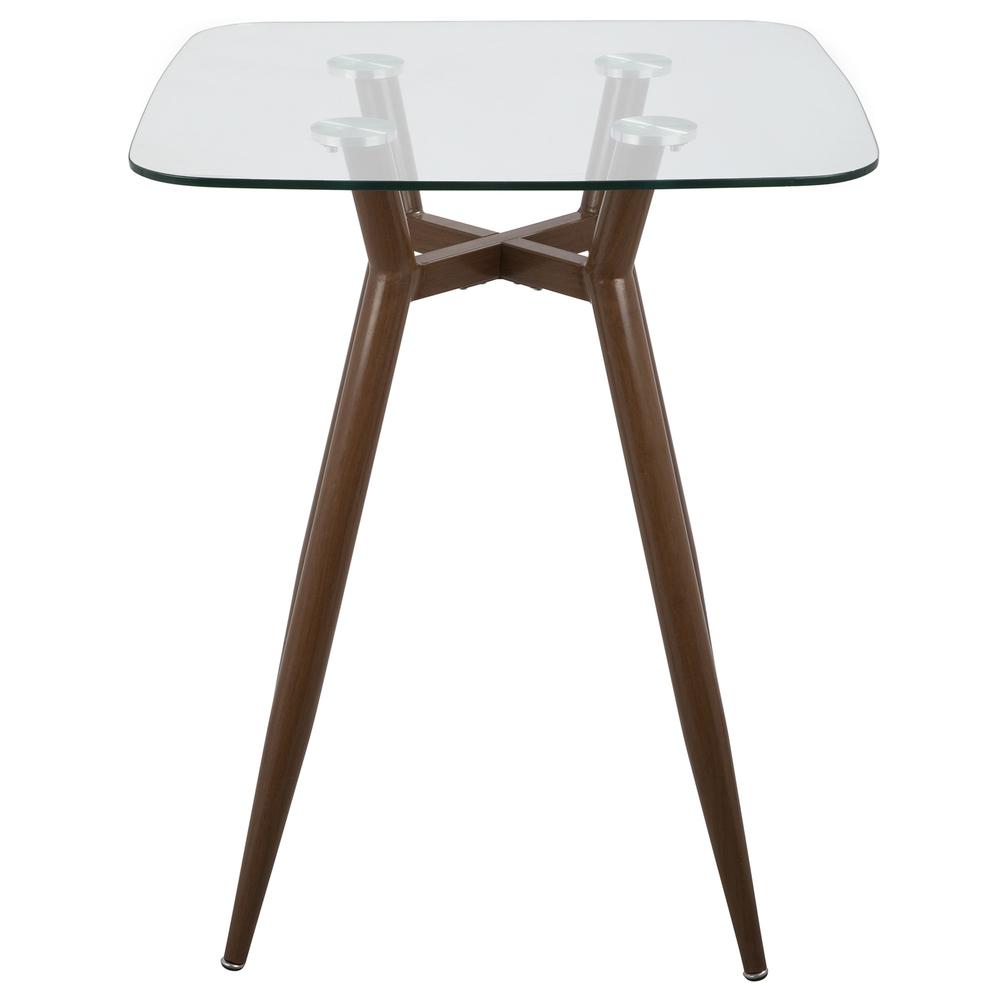 Walnut, Clear Glass Clara Square Counter Table