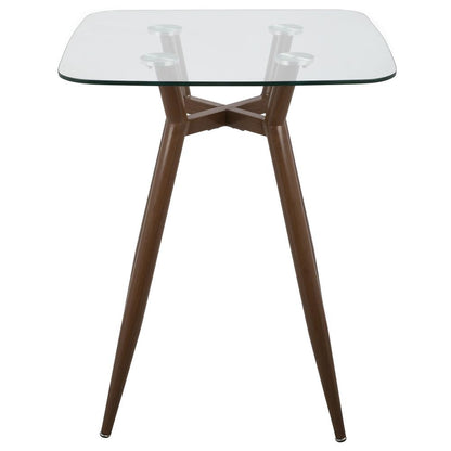Walnut, Clear Glass Clara Square Counter Table