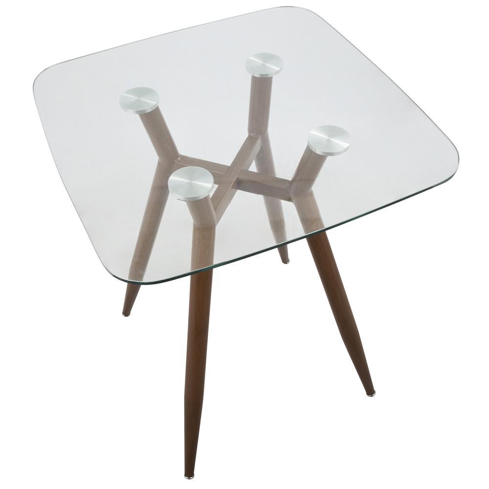 Walnut, Clear Glass Clara Square Counter Table