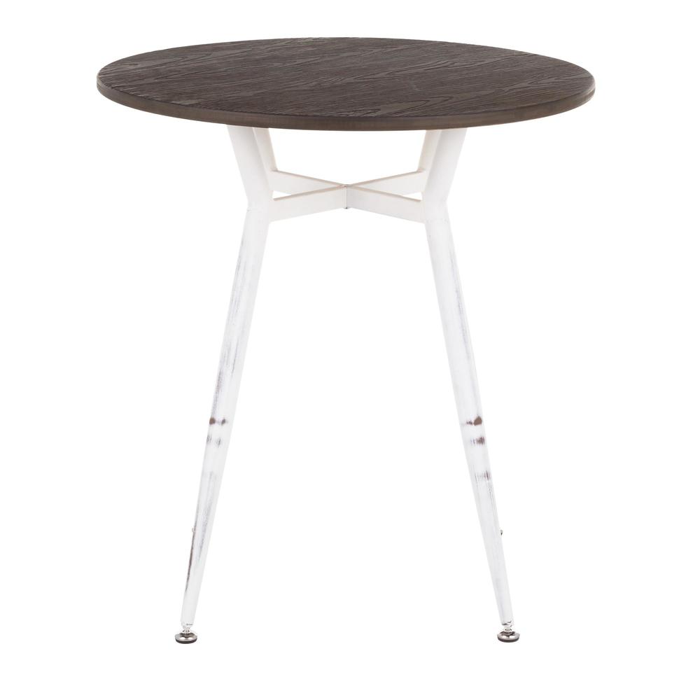 Vintage White Metal, Espresso Bamboo Clara Round Dinette Table
