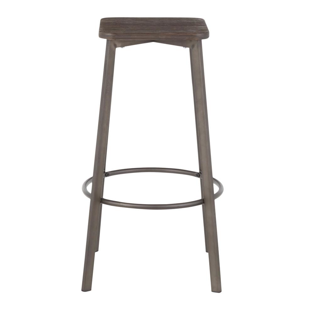Antique Metal, Espresso Bamboo Clara Square Barstool - Set of 2