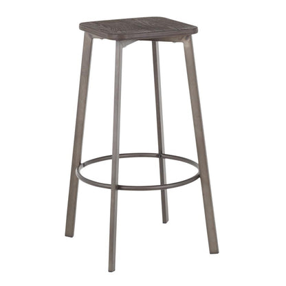 Antique Metal, Espresso Bamboo Clara Square Barstool - Set of 2