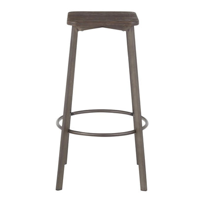 Antique Metal, Espresso Bamboo Clara Square Barstool - Set of 2