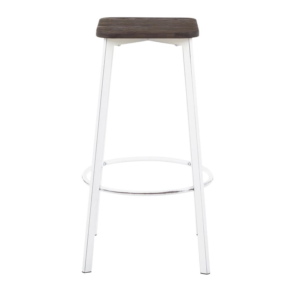 Vintage White Metal, Espresso Bamboo Clara Square Barstool - Set of 2