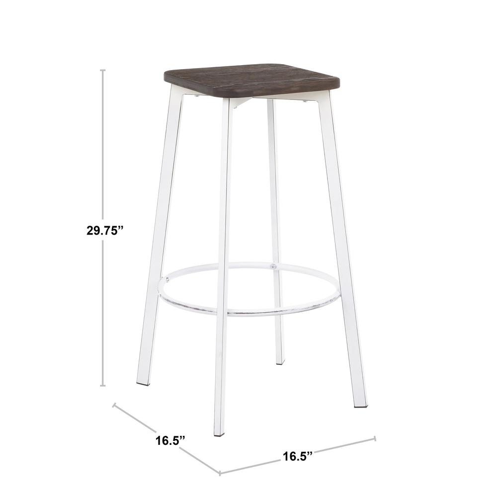 Vintage White Metal, Espresso Bamboo Clara Square Barstool - Set of 2