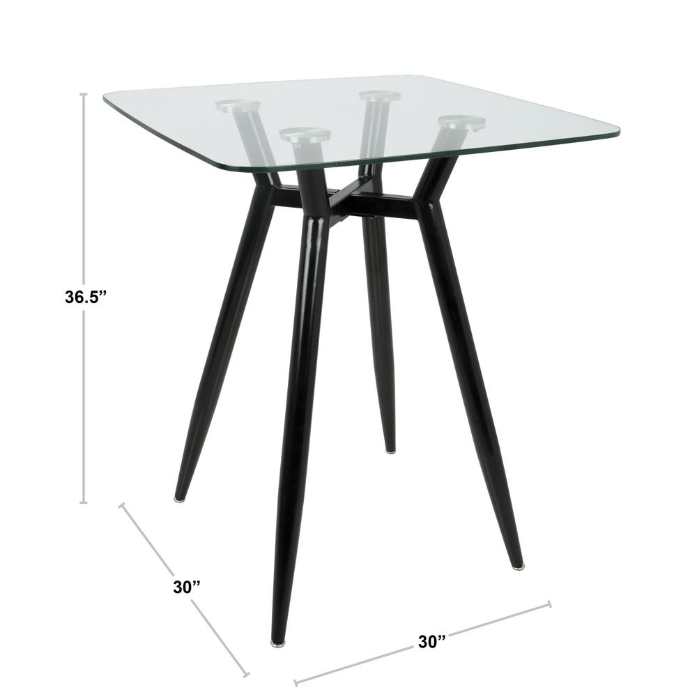 Black, Clear Glass Clara Square Counter Table