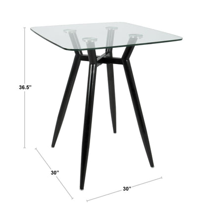 Black, Clear Glass Clara Square Counter Table