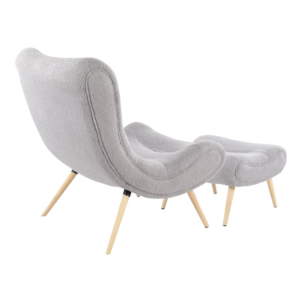 Natural Wood, Grey Sherpa Cloud Chair