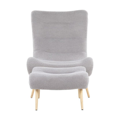 Natural Wood, Grey Sherpa Cloud Chair