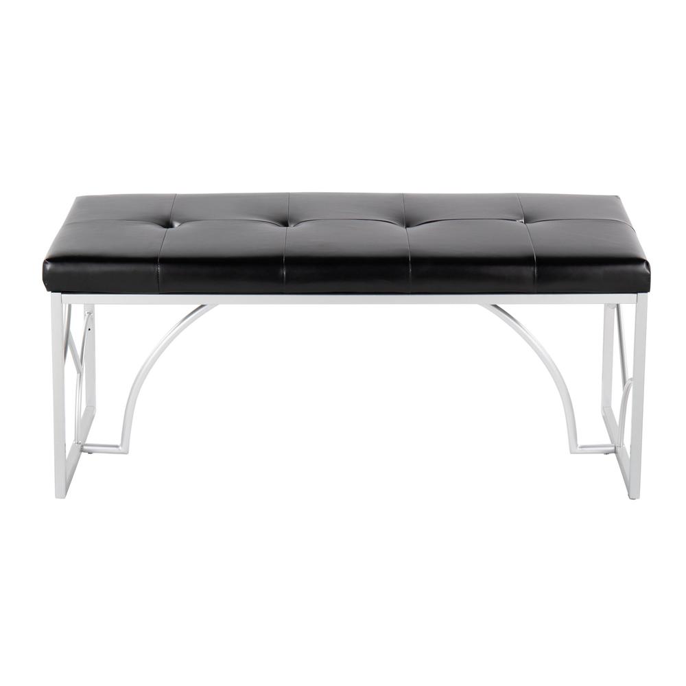 Silver Metal, Black PU Constellation Bench