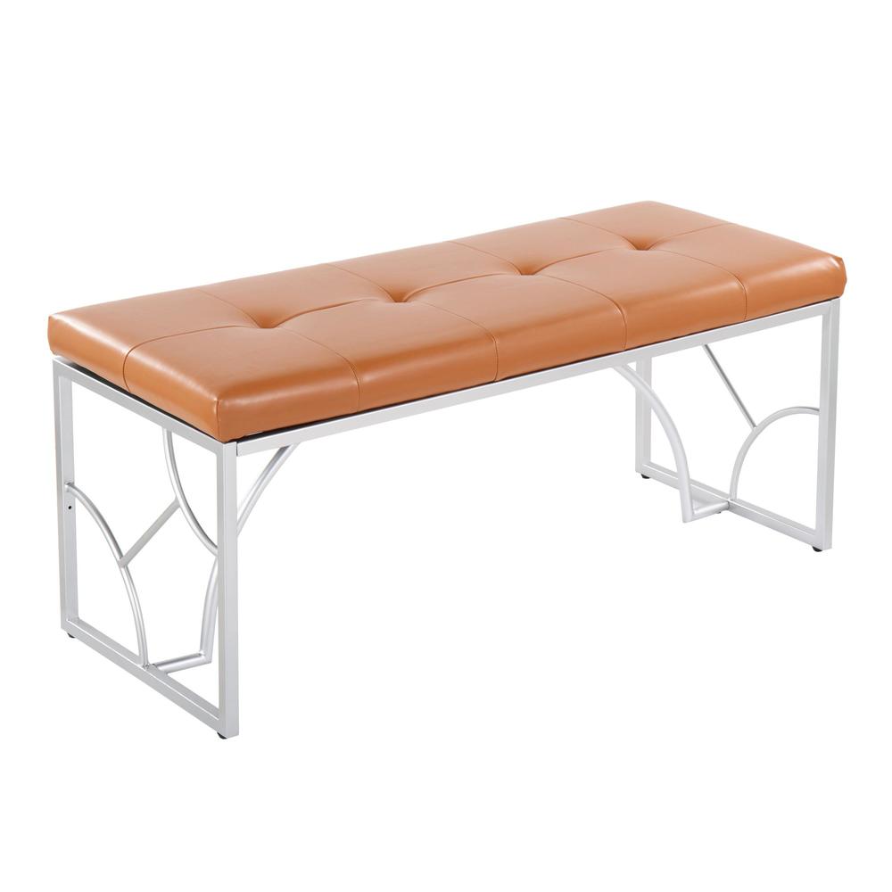 Silver Metal, Camel PU Constellation Bench