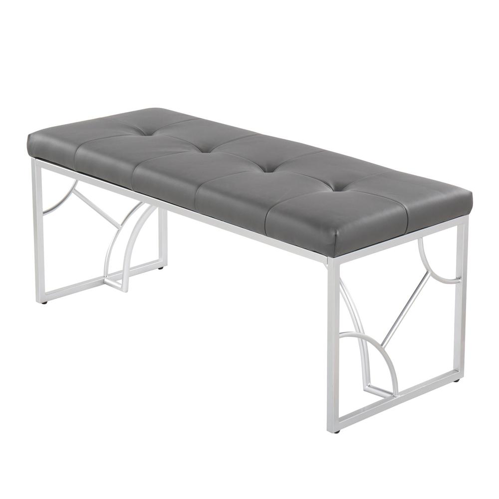 Silver Metal, Grey PU Constellation Bench