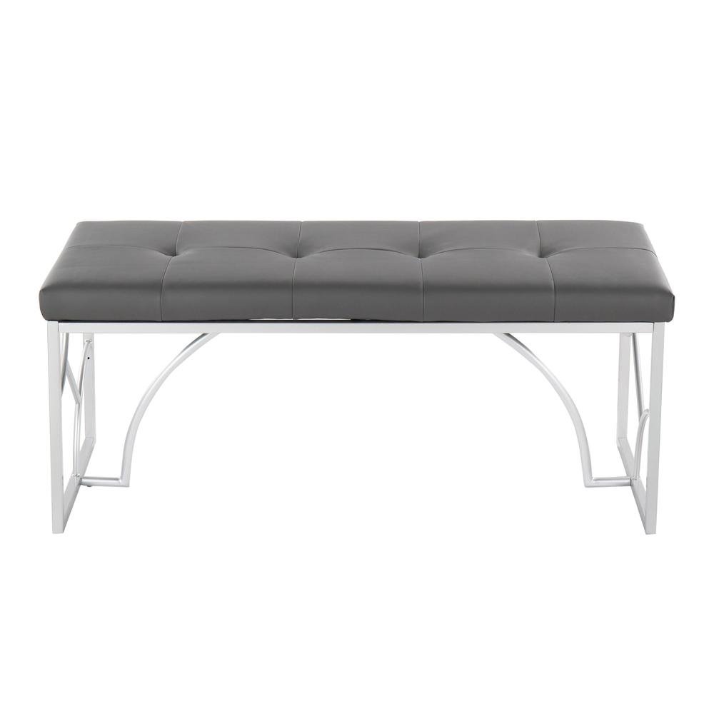 Silver Metal, Grey PU Constellation Bench