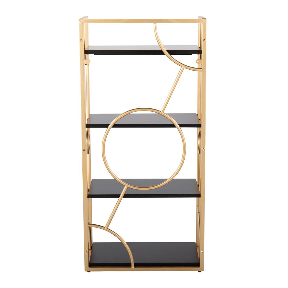 Gold Metal, Black MDF Constellation Bookcase