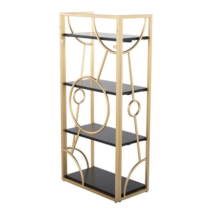 Gold Metal, Black MDF Constellation Bookcase