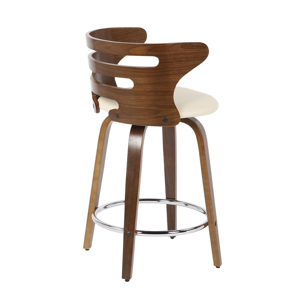 Walnut Wood, Cream PU, Chrome Cosini Counter Stool - Set of 2