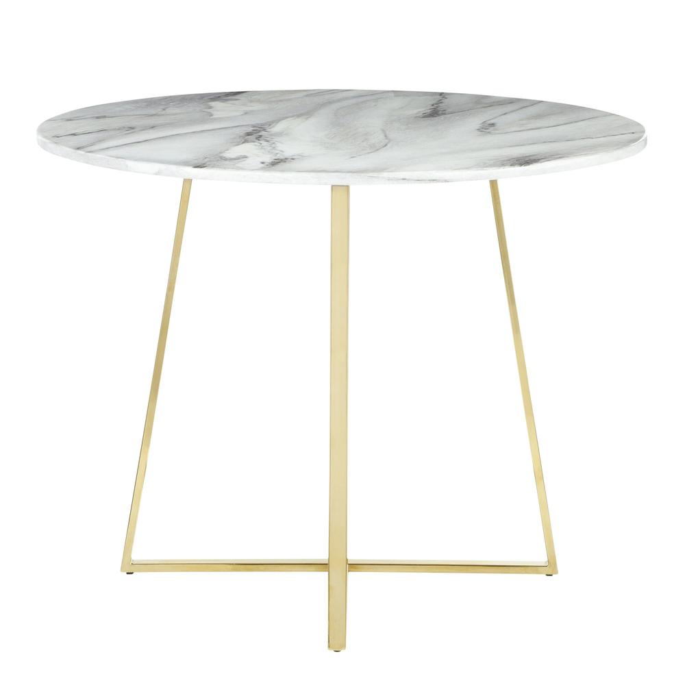 Gold Metal, White Marble Cosmo Dining Table