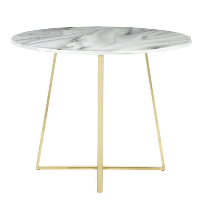 Gold Metal, White Marble Cosmo Dining Table