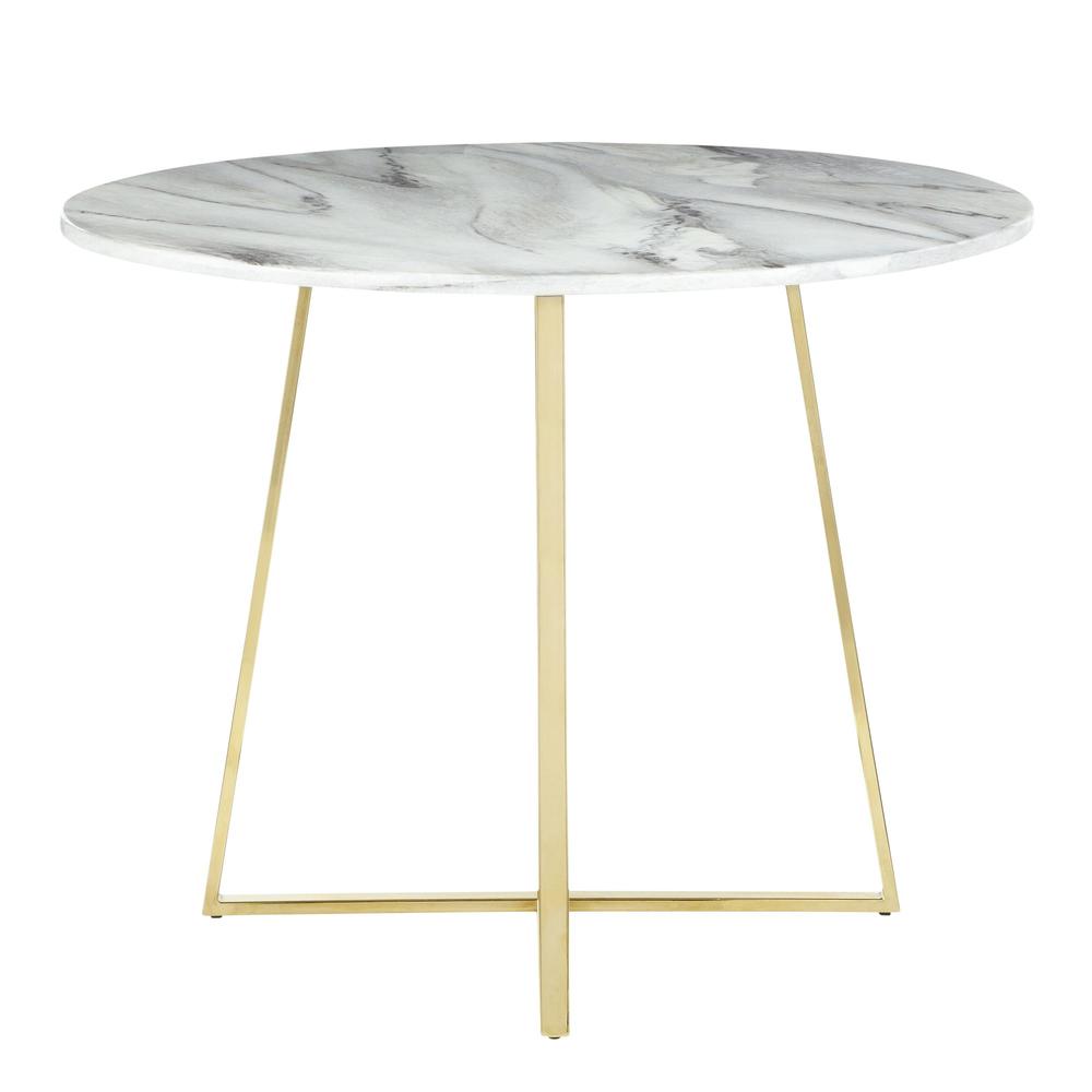 Gold Metal, White Marble Cosmo Dining Table