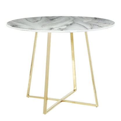 Gold Metal, White Marble Cosmo Dining Table
