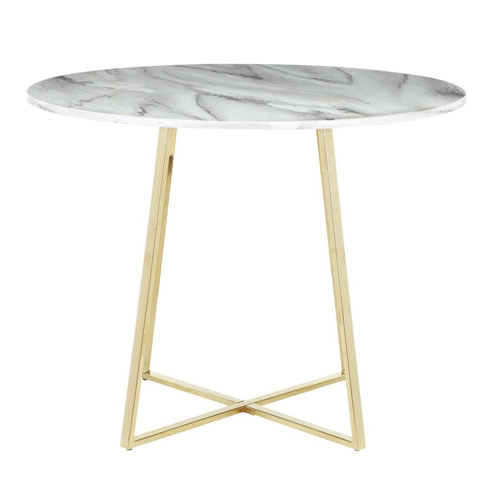 Gold Metal, White Marble Cosmo Dining Table