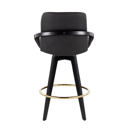 Black Cosmo Swivel Fixed-Height Counter Stool - Set of 2
