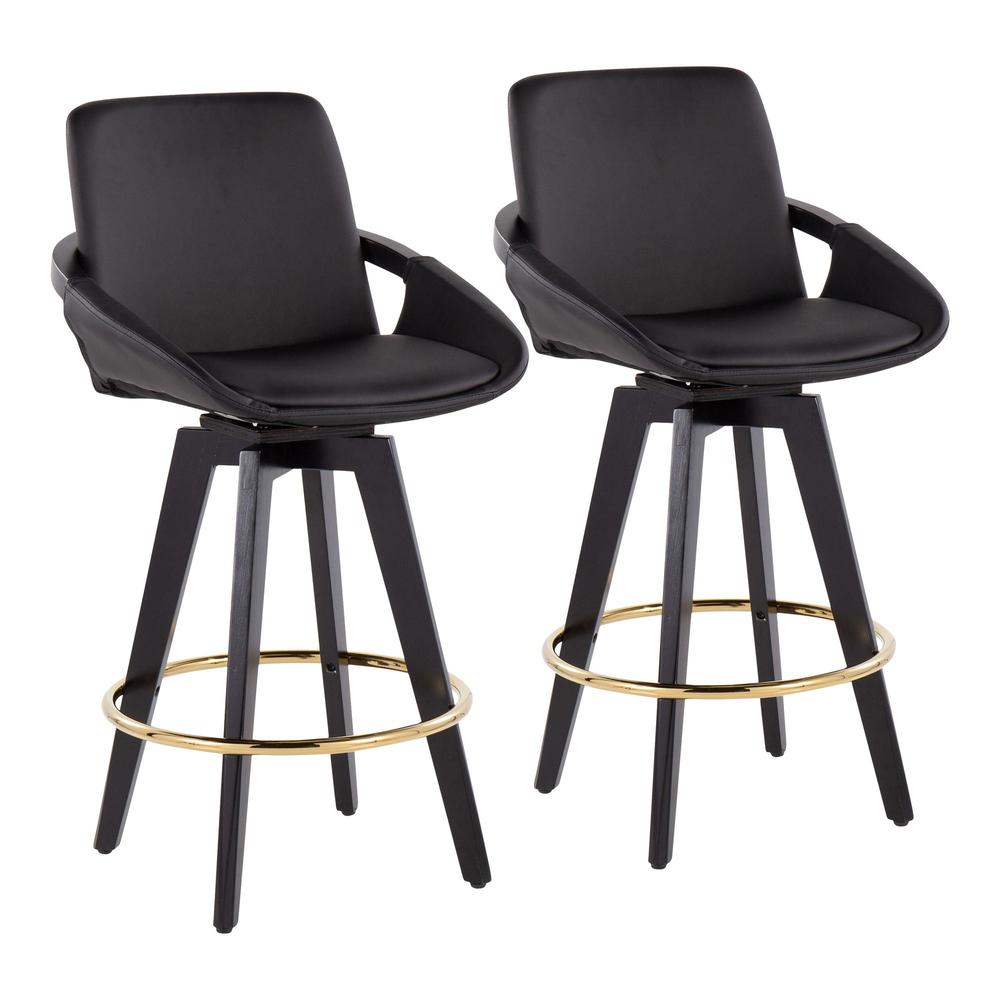 Black Cosmo Swivel Fixed-Height Counter Stool - Set of 2