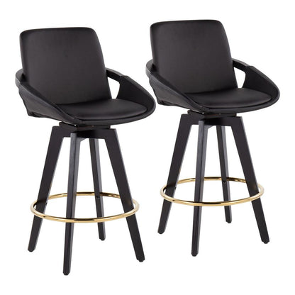 Black Cosmo Swivel Fixed-Height Counter Stool - Set of 2