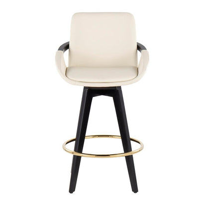 Black Cosmo Swivel Fixed-Height Counter Stool - Set of 2