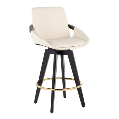 Black Cosmo Swivel Fixed-Height Counter Stool - Set of 2