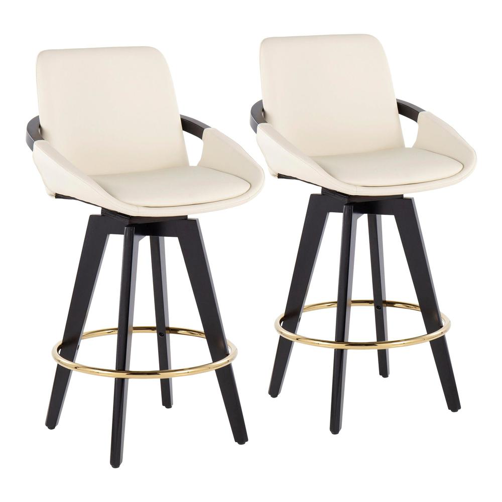 Black Cosmo Swivel Fixed-Height Counter Stool - Set of 2