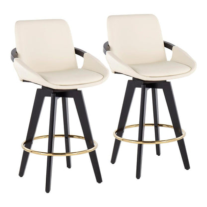 Black Cosmo Swivel Fixed-Height Counter Stool - Set of 2