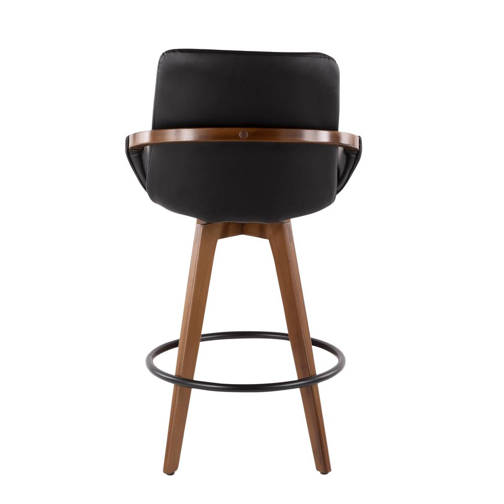 Walnut Bamboo, Black PU, Black Metal Cosmo Counter Stool