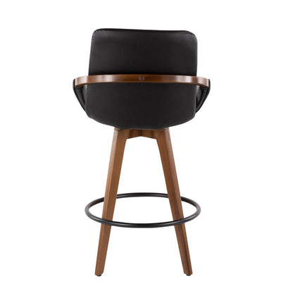 Walnut Bamboo, Black PU, Black Metal Cosmo Counter Stool