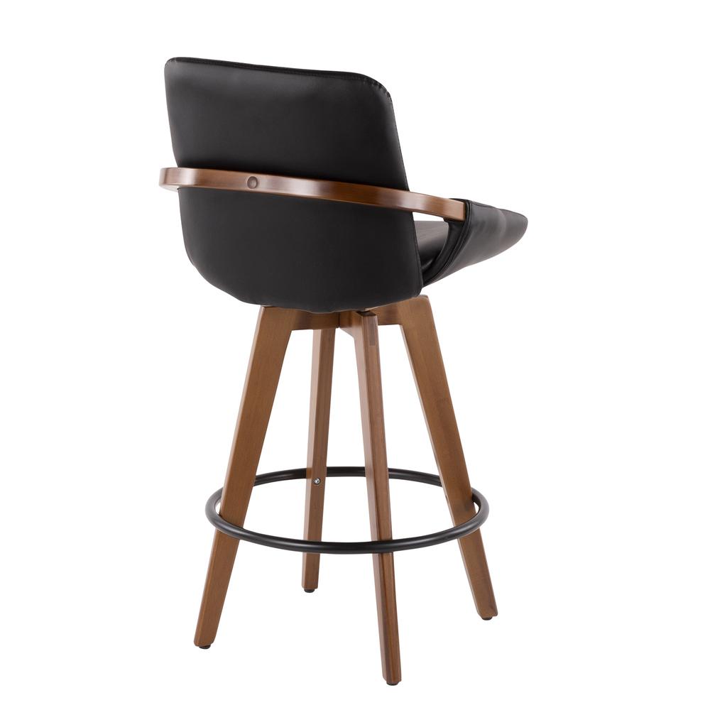 Walnut Bamboo, Black PU, Black Metal Cosmo Counter Stool