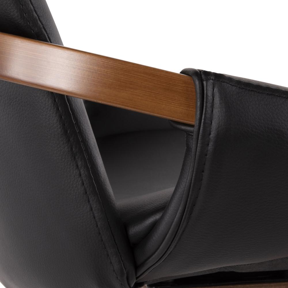 Walnut Bamboo, Black PU, Black Metal Cosmo Counter Stool