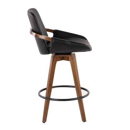 Walnut Bamboo, Black PU, Black Metal Cosmo Counter Stool