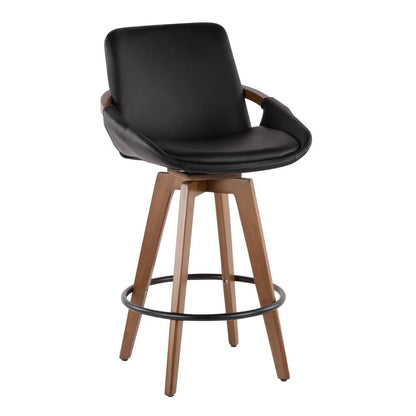 Walnut Bamboo, Black PU, Black Metal Cosmo Counter Stool