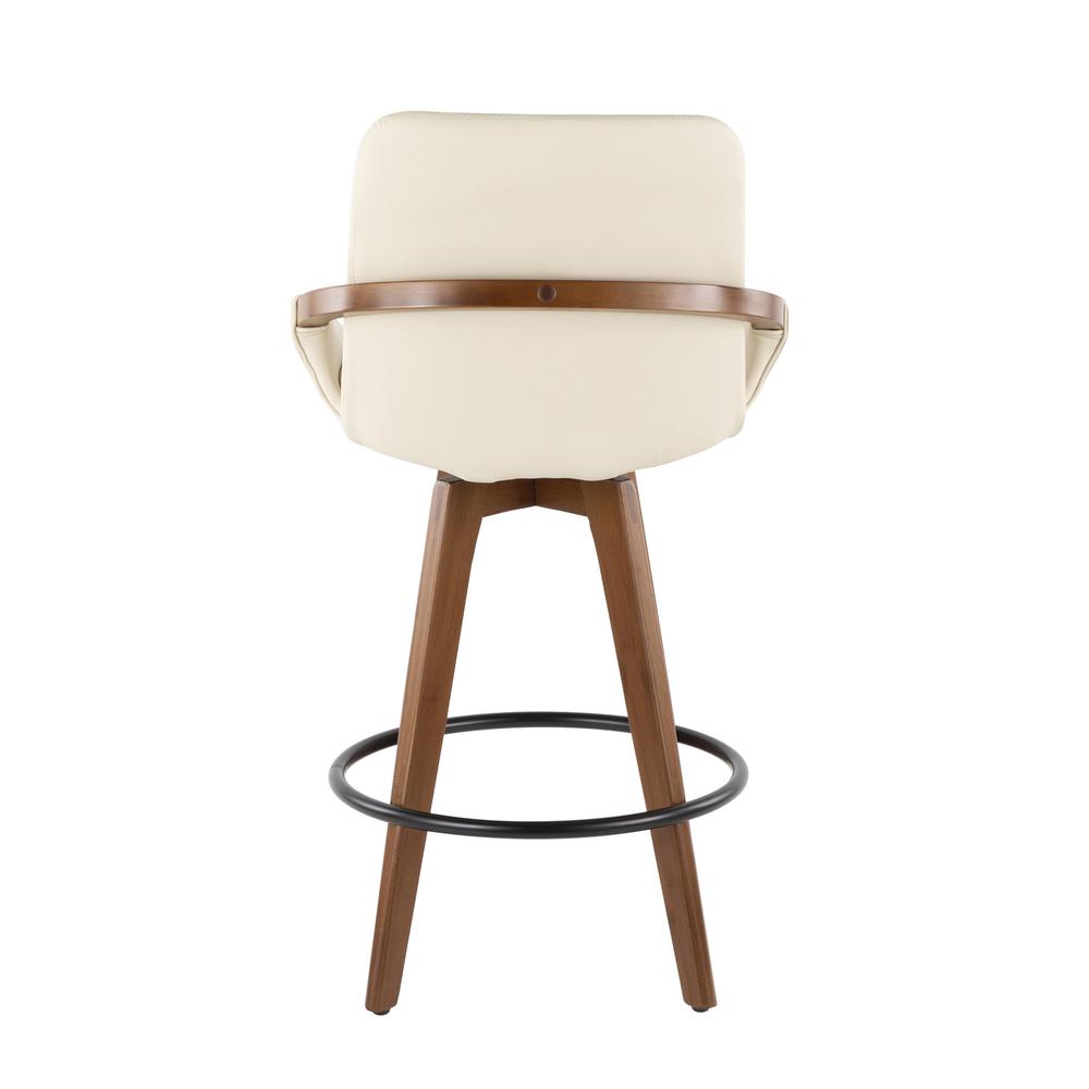 Walnut Bamboo, Cream PU, Black Metal Cosmo Counter Stool