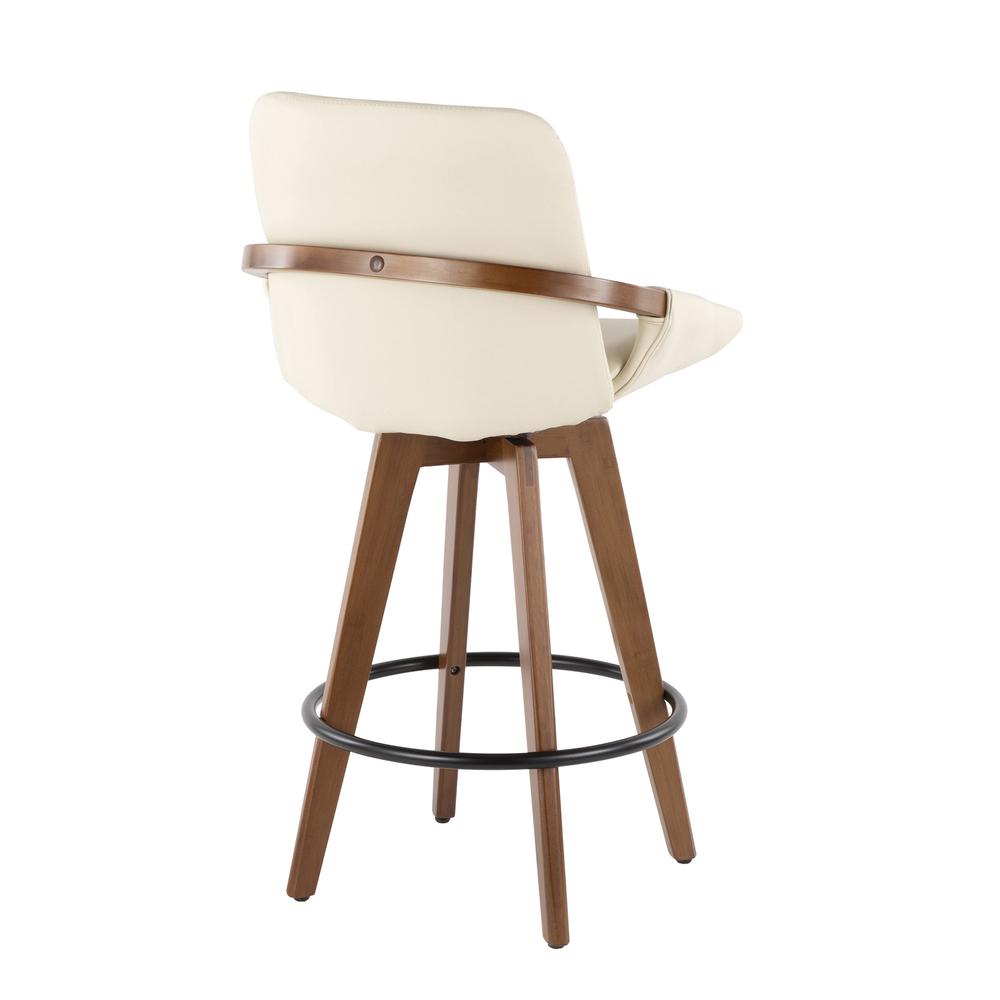 Walnut Bamboo, Cream PU, Black Metal Cosmo Counter Stool