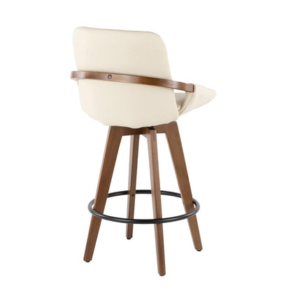 Walnut Bamboo, Cream PU, Black Metal Cosmo Counter Stool
