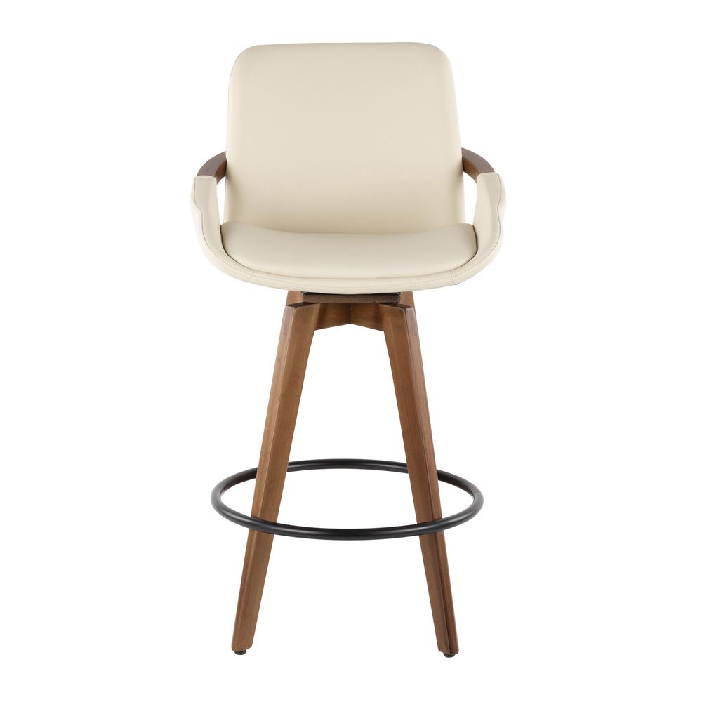 Walnut Bamboo, Cream PU, Black Metal Cosmo Counter Stool